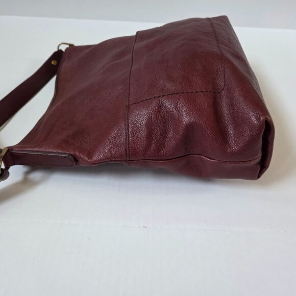 Fossil Purse Amelia Hobo Burgundy Red Cabernet Leather Boho Crossbody Bag - Picture 5 of 16